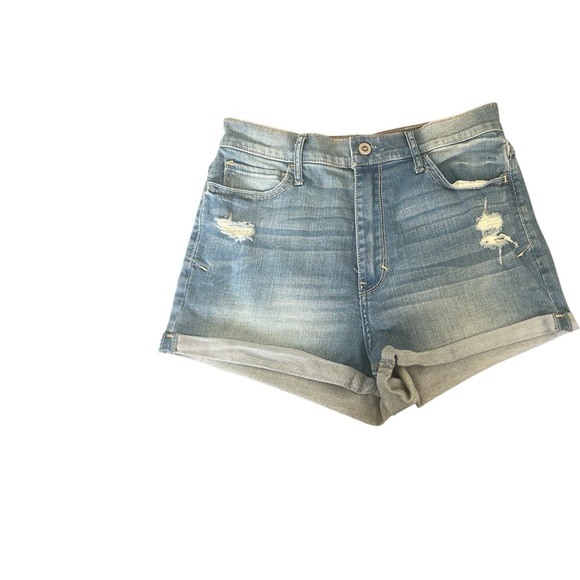Hollister Blue Jean Shorts Distressed High-Waisted - Picture 1 of 2